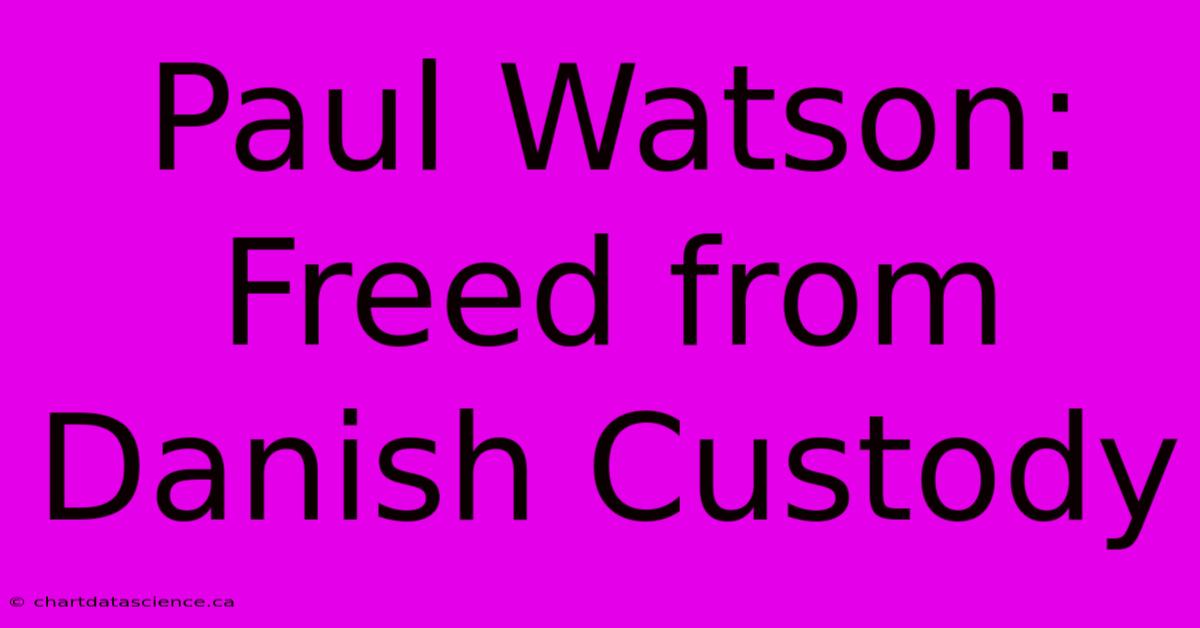 Paul Watson: Freed From Danish Custody