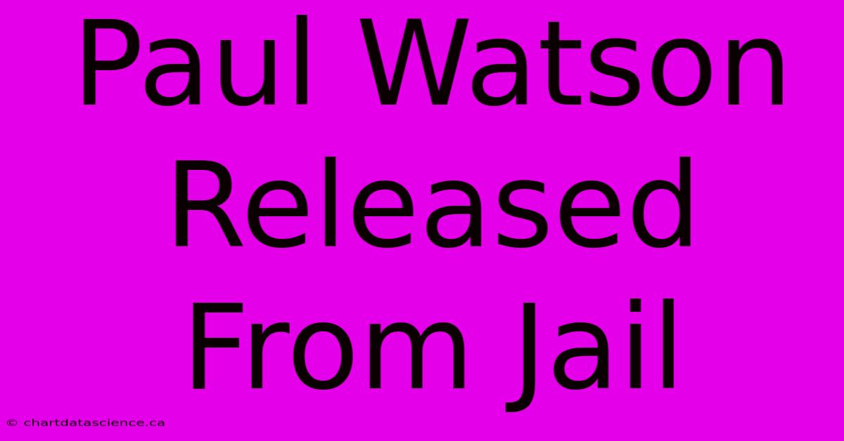 Paul Watson Released From Jail