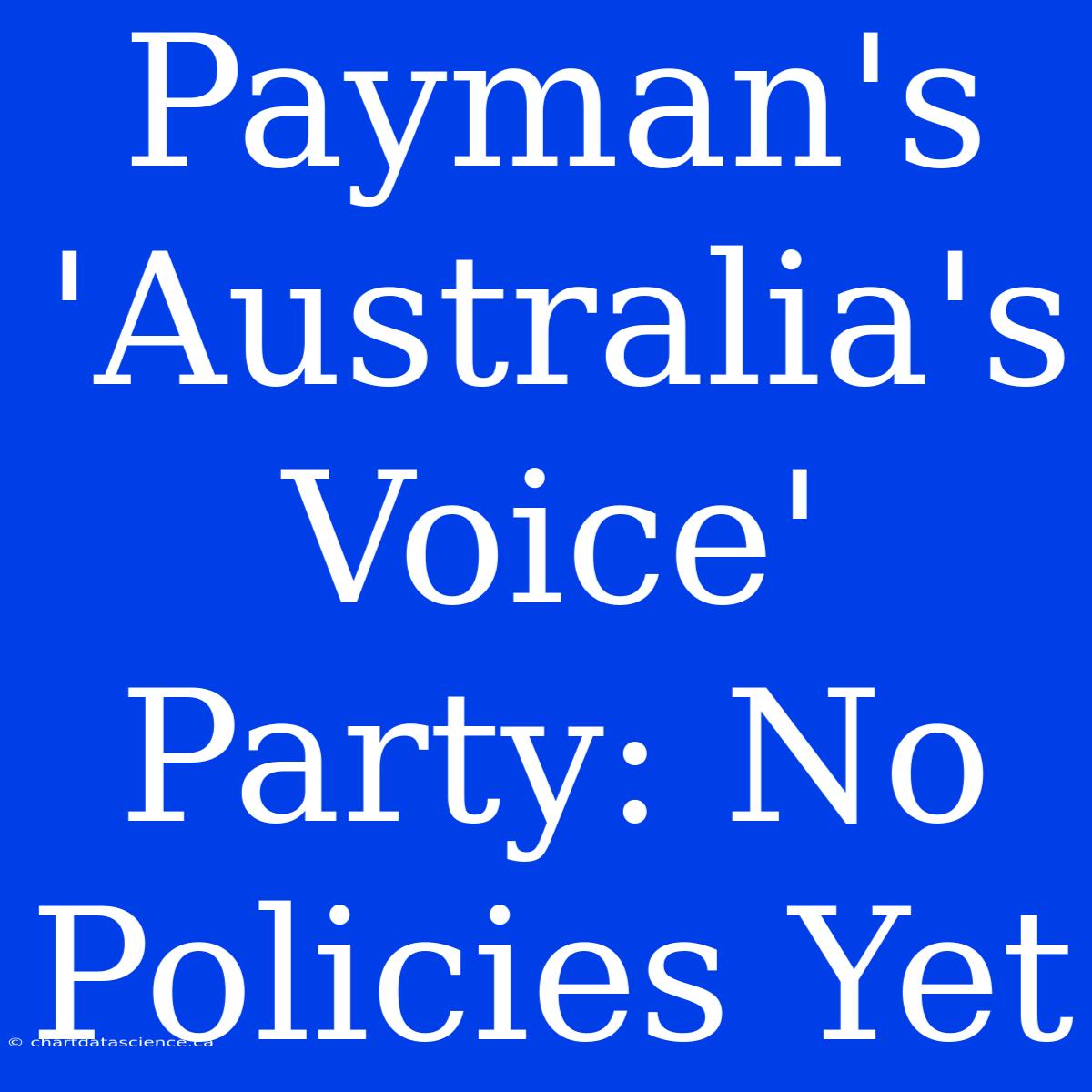 Payman's 'Australia's Voice' Party: No Policies Yet