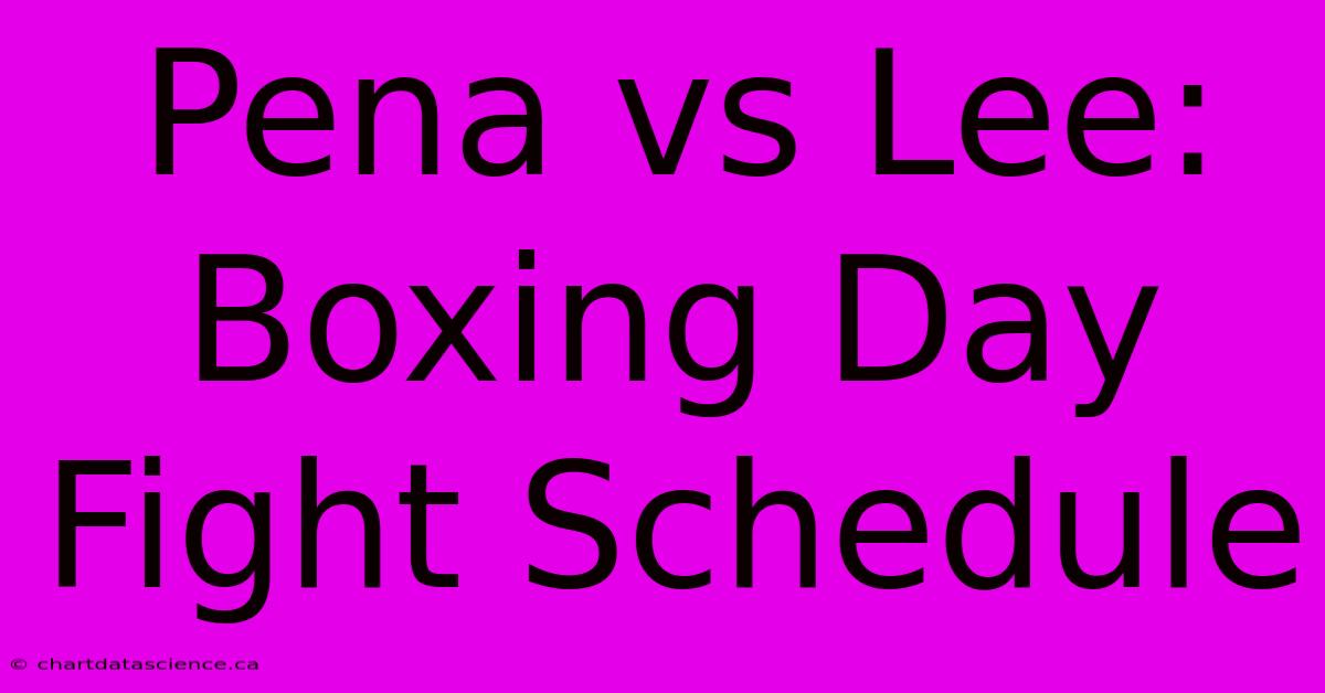 Pena Vs Lee: Boxing Day Fight Schedule