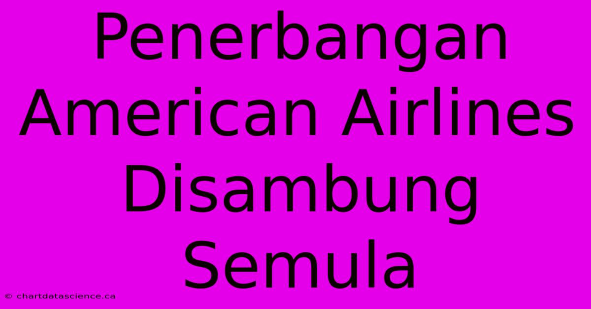 Penerbangan American Airlines Disambung Semula