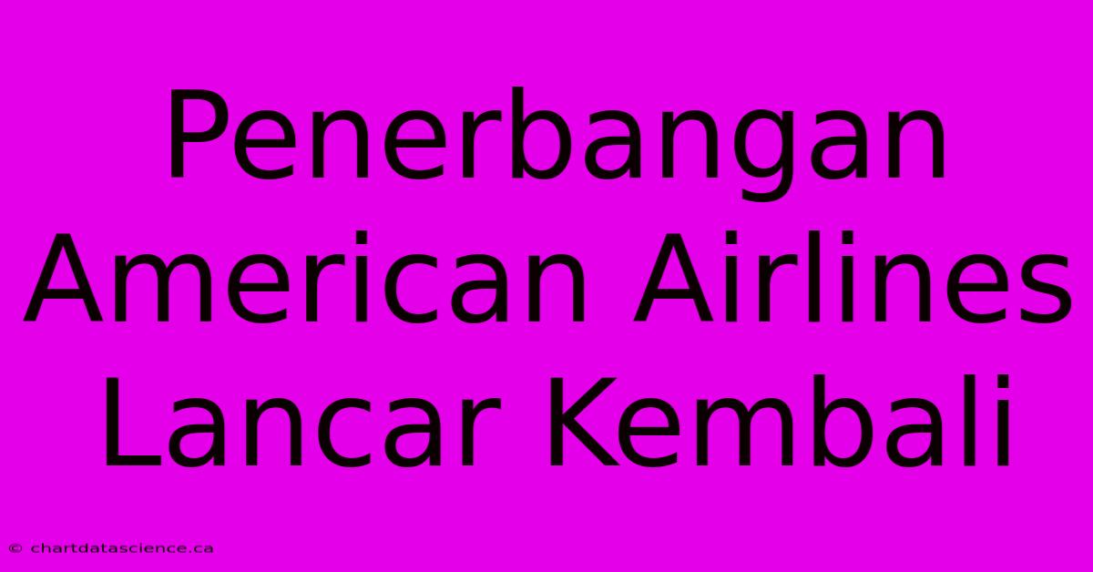 Penerbangan American Airlines Lancar Kembali