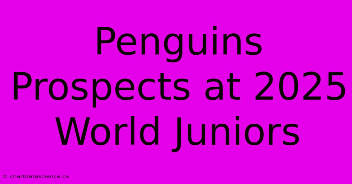 Penguins Prospects At 2025 World Juniors