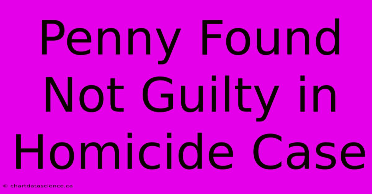 Penny Found Not Guilty In Homicide Case