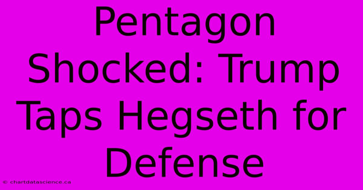 Pentagon Shocked: Trump Taps Hegseth For Defense