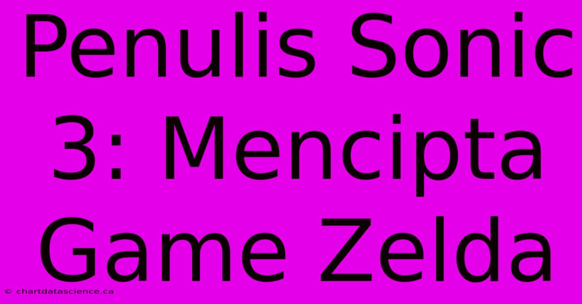 Penulis Sonic 3: Mencipta Game Zelda