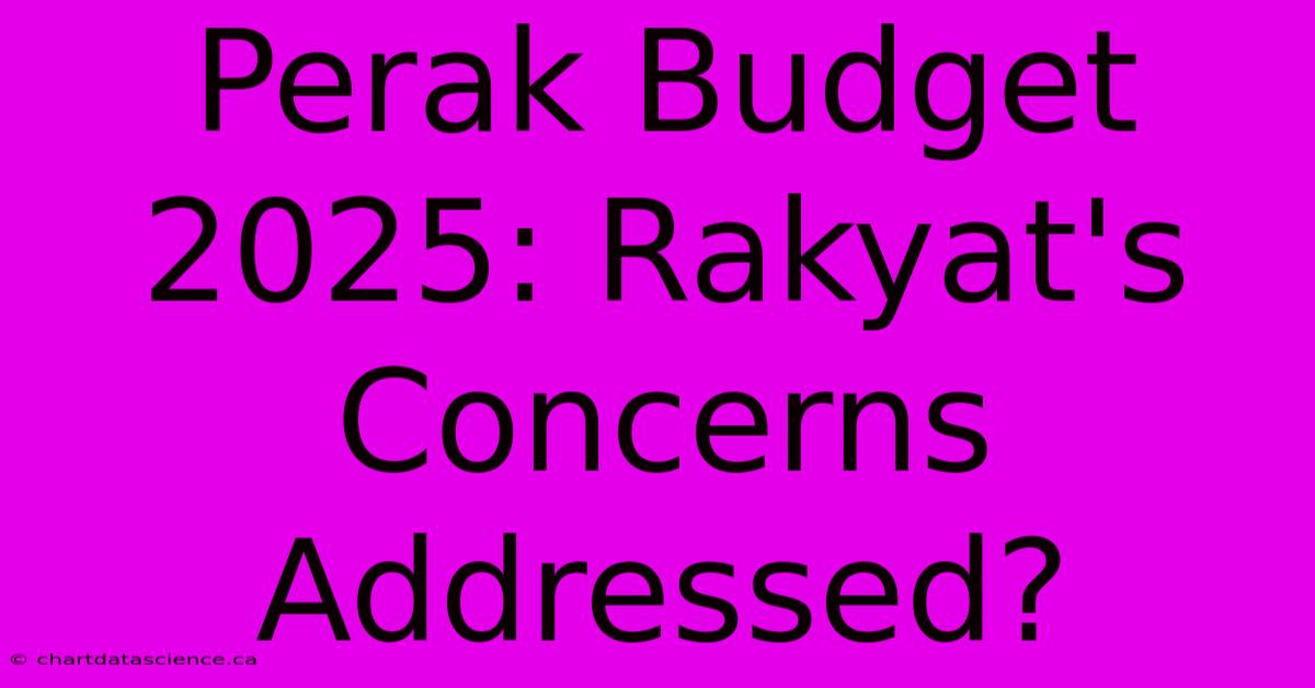 Perak Budget 2025: Rakyat's Concerns Addressed?