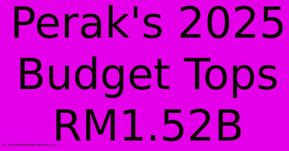 Perak's 2025 Budget Tops RM1.52B