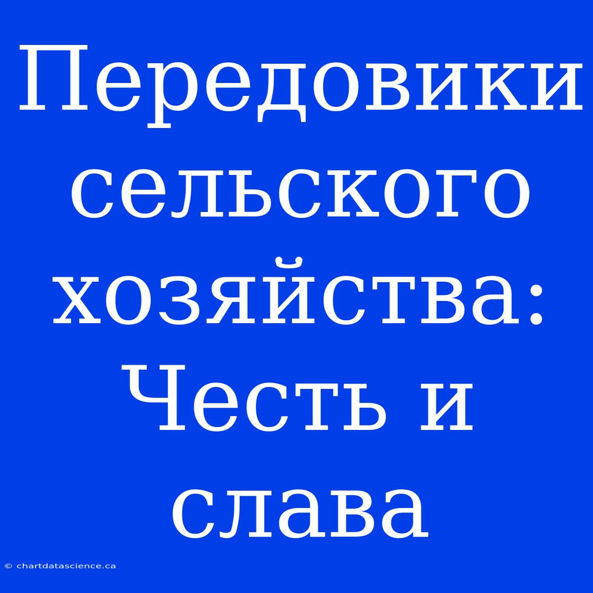 Передовики Сельского Хозяйства: Честь И Слава