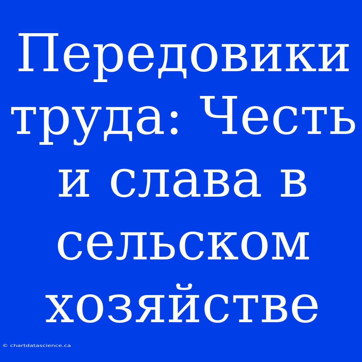 Передовики Труда: Честь И Слава В Сельском Хозяйстве