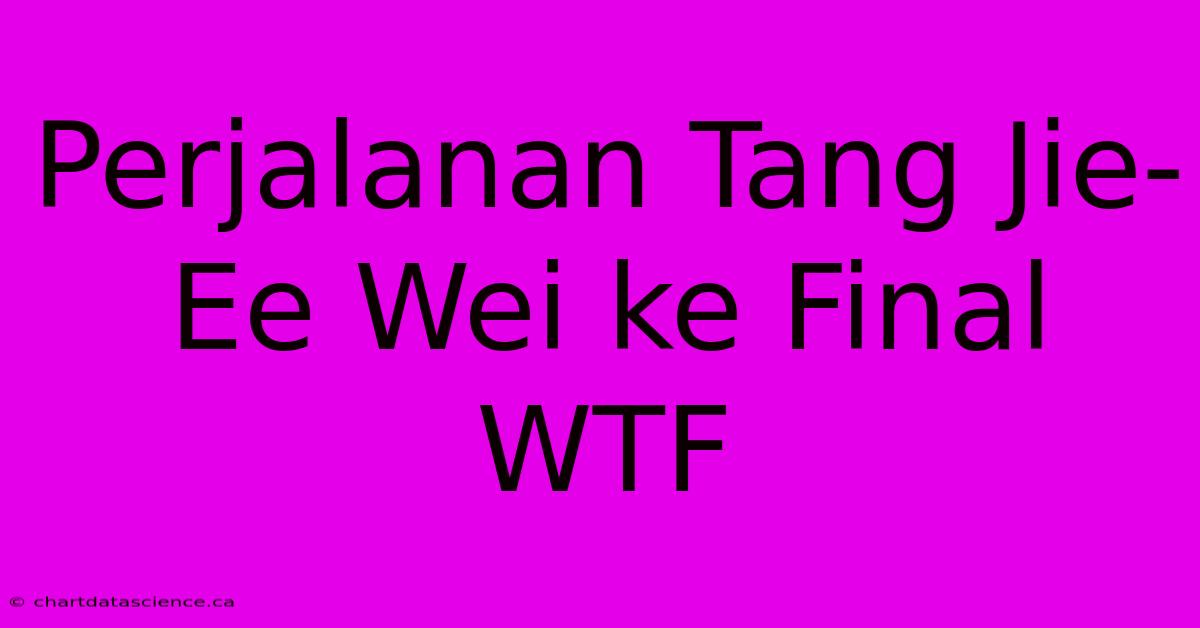 Perjalanan Tang Jie-Ee Wei Ke Final WTF