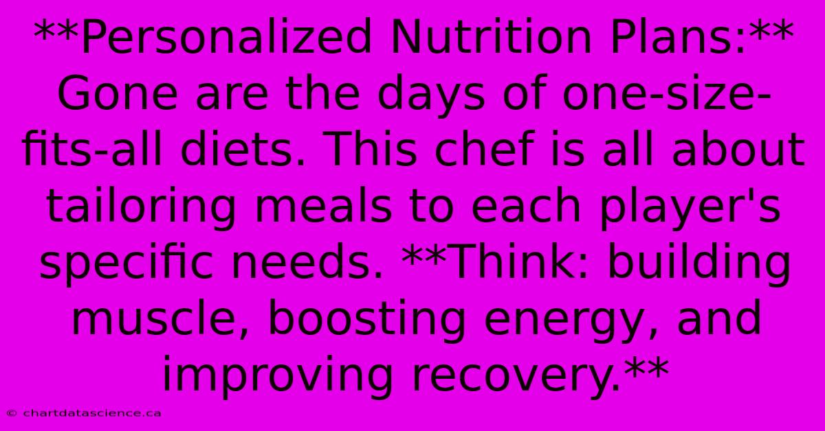 **Personalized Nutrition Plans:** Gone Are The Days Of One-size-fits-all Diets. This Chef Is All About Tailoring Meals To Each Player's Specific Needs. **Think: Building Muscle, Boosting Energy, And Improving Recovery.**