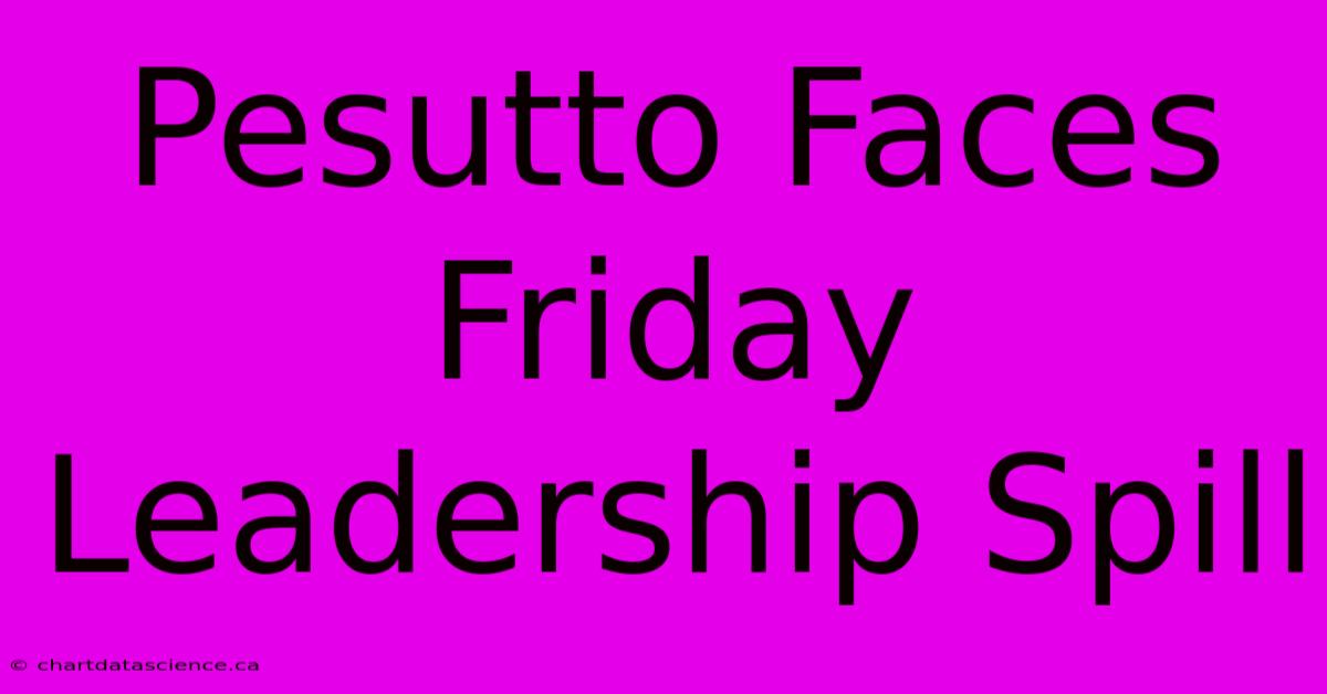 Pesutto Faces Friday Leadership Spill