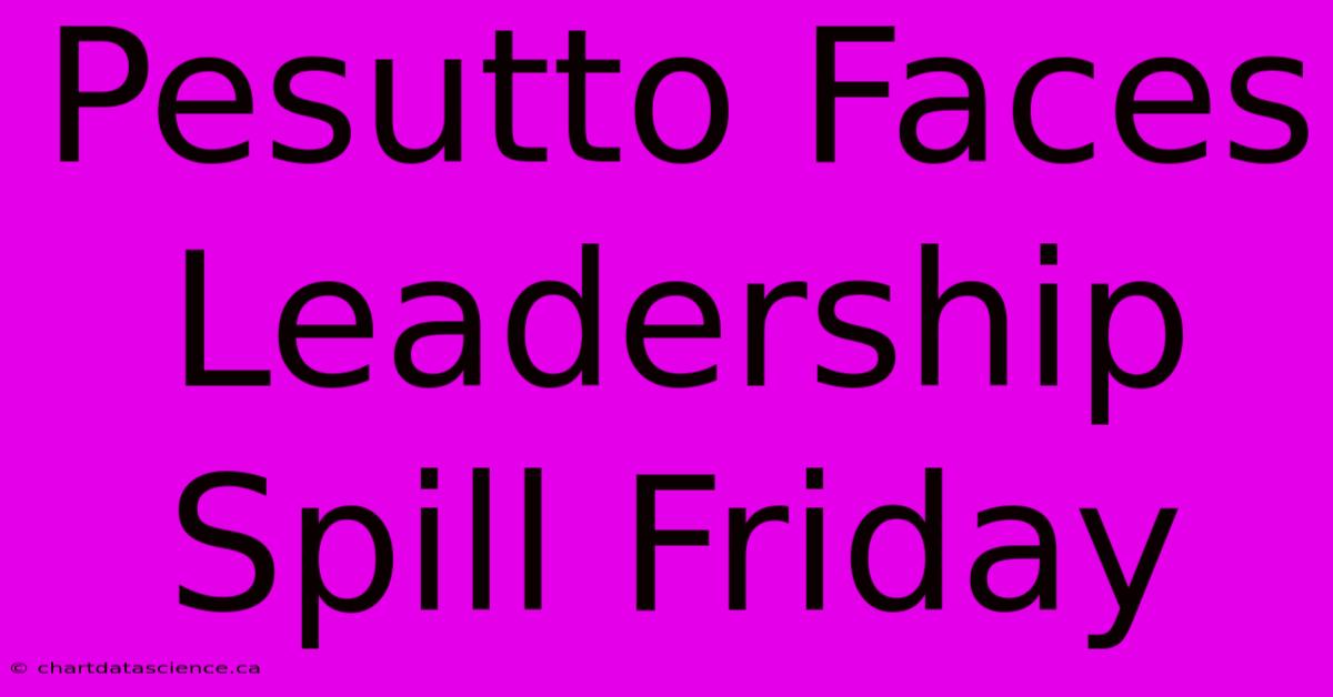 Pesutto Faces Leadership Spill Friday