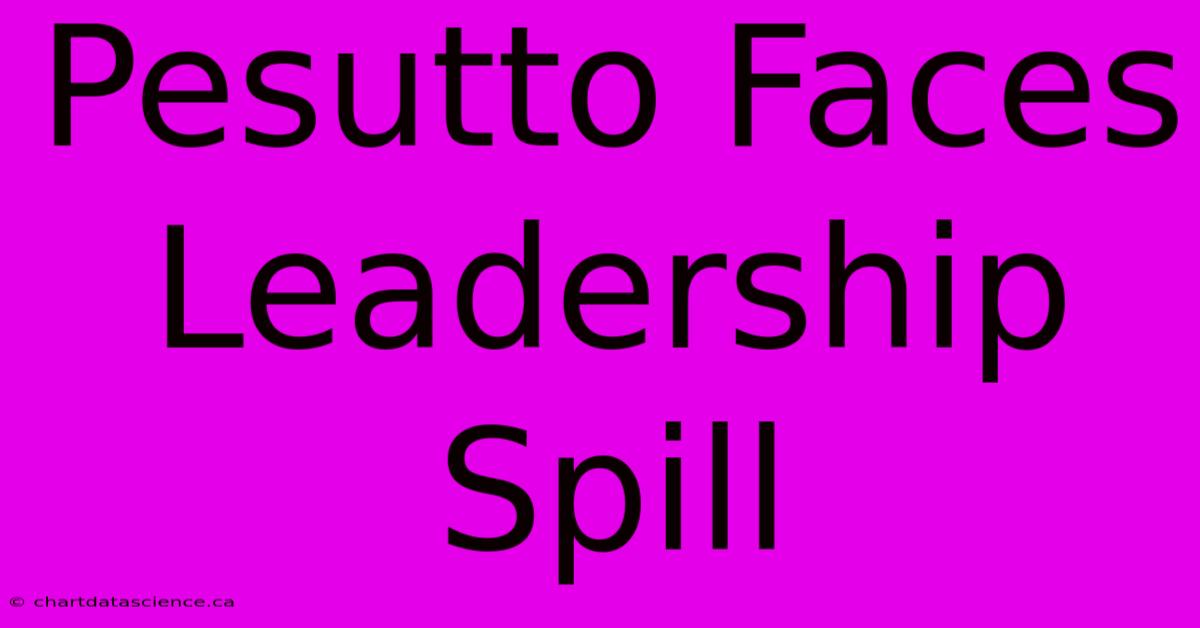 Pesutto Faces Leadership Spill