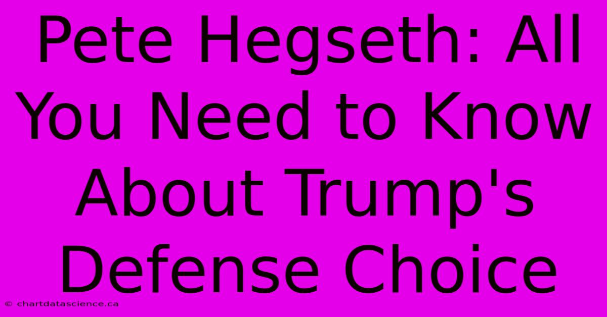 Pete Hegseth: All You Need To Know About Trump's Defense Choice