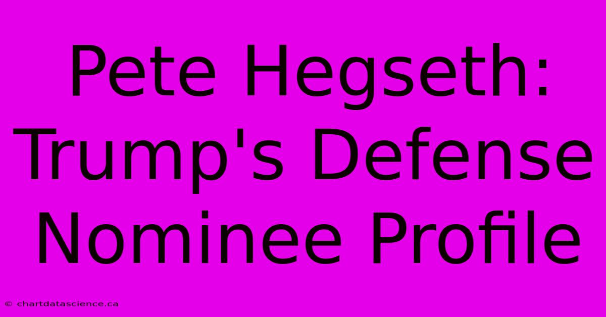 Pete Hegseth: Trump's Defense Nominee Profile 