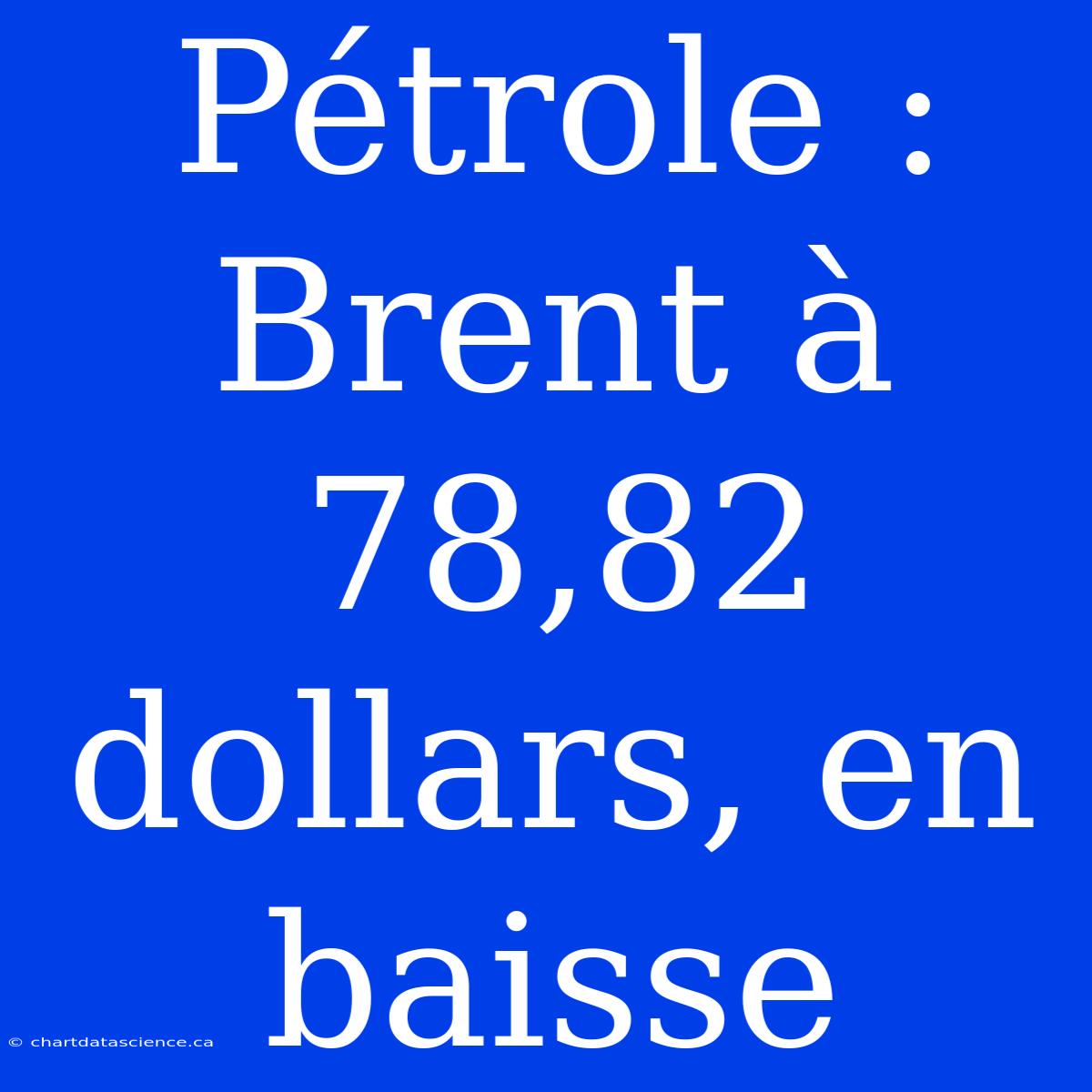 Pétrole : Brent À 78,82 Dollars, En Baisse