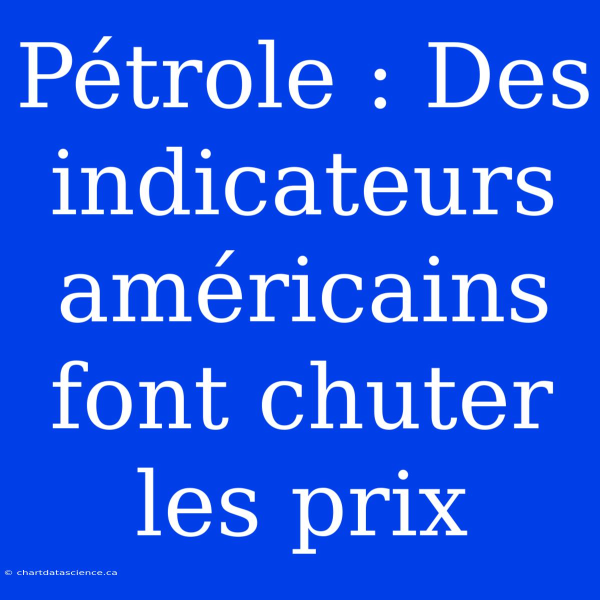 Pétrole : Des Indicateurs Américains Font Chuter Les Prix