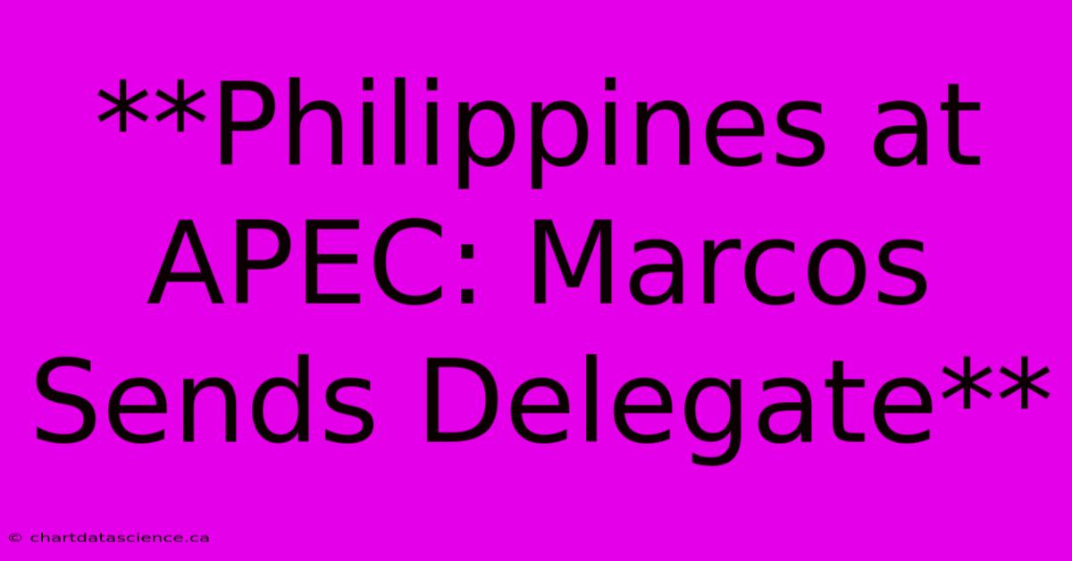 **Philippines At APEC: Marcos Sends Delegate** 