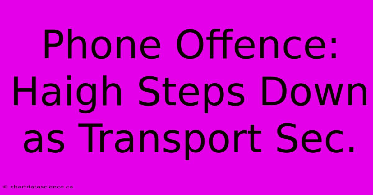 Phone Offence: Haigh Steps Down As Transport Sec.