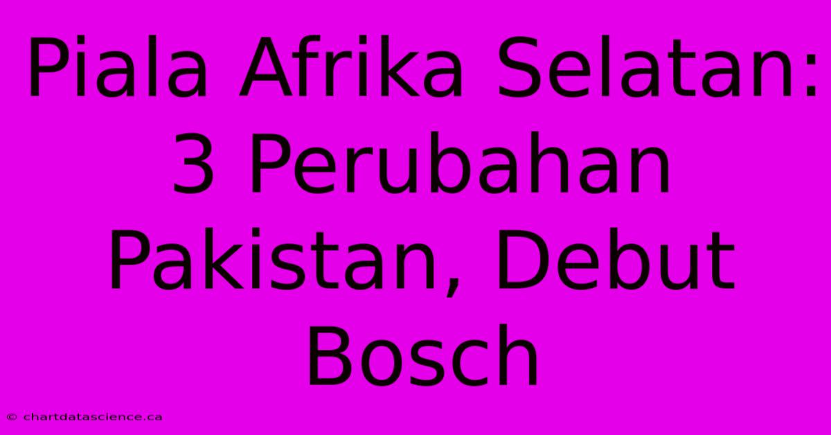 Piala Afrika Selatan: 3 Perubahan Pakistan, Debut Bosch