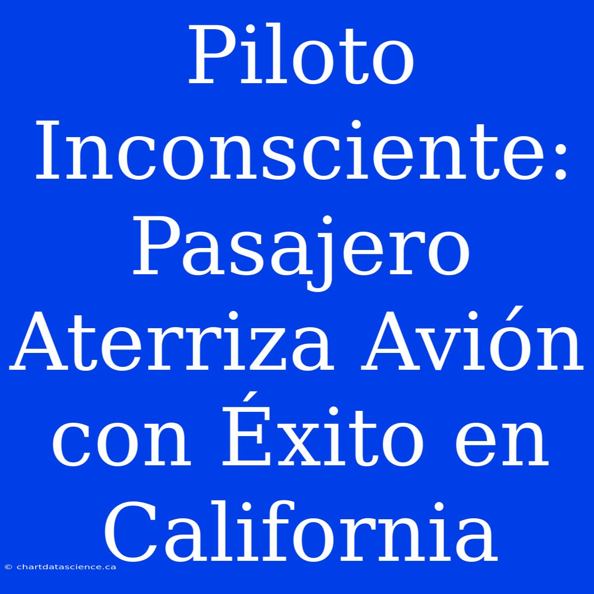 Piloto Inconsciente: Pasajero Aterriza Avión Con Éxito En California