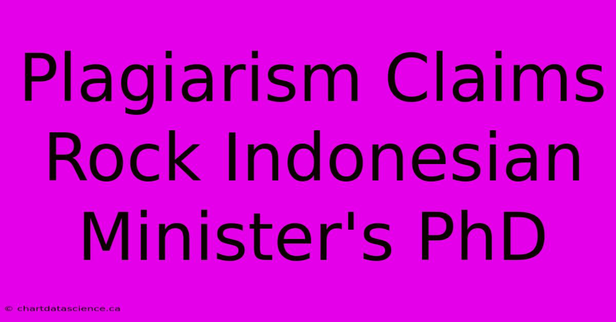 Plagiarism Claims Rock Indonesian Minister's PhD