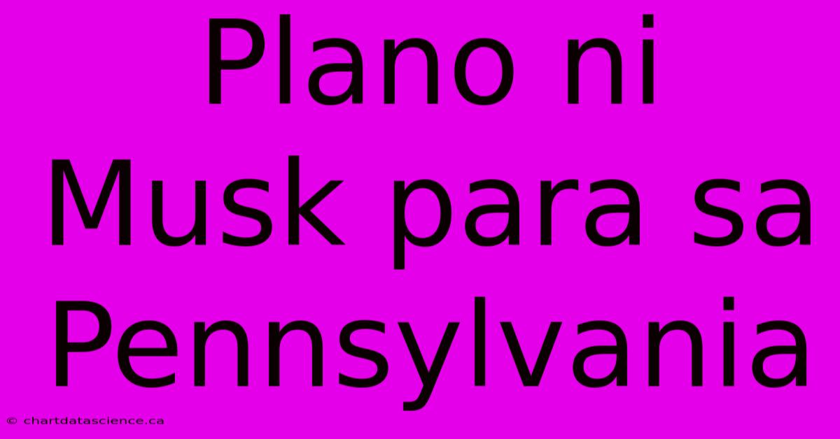 Plano Ni Musk Para Sa Pennsylvania