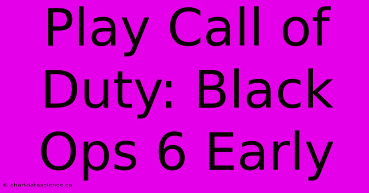 Play Call Of Duty: Black Ops 6 Early