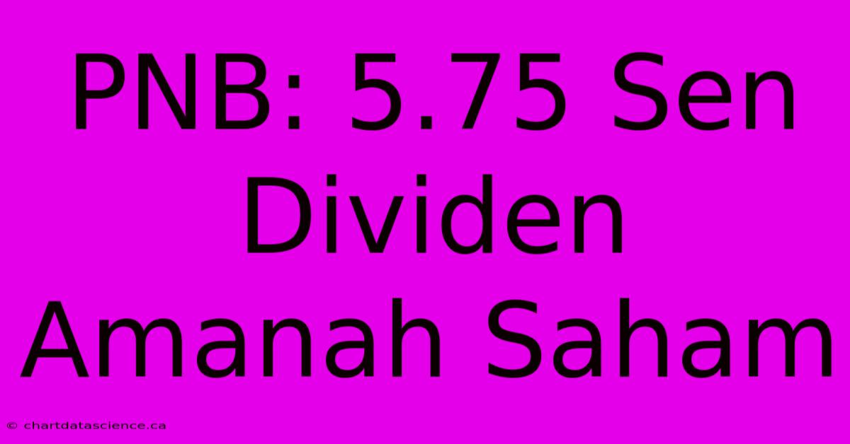 PNB: 5.75 Sen Dividen Amanah Saham