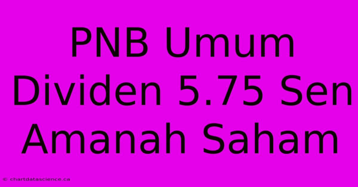 PNB Umum Dividen 5.75 Sen Amanah Saham