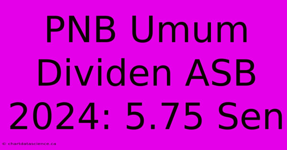 PNB Umum Dividen ASB 2024: 5.75 Sen