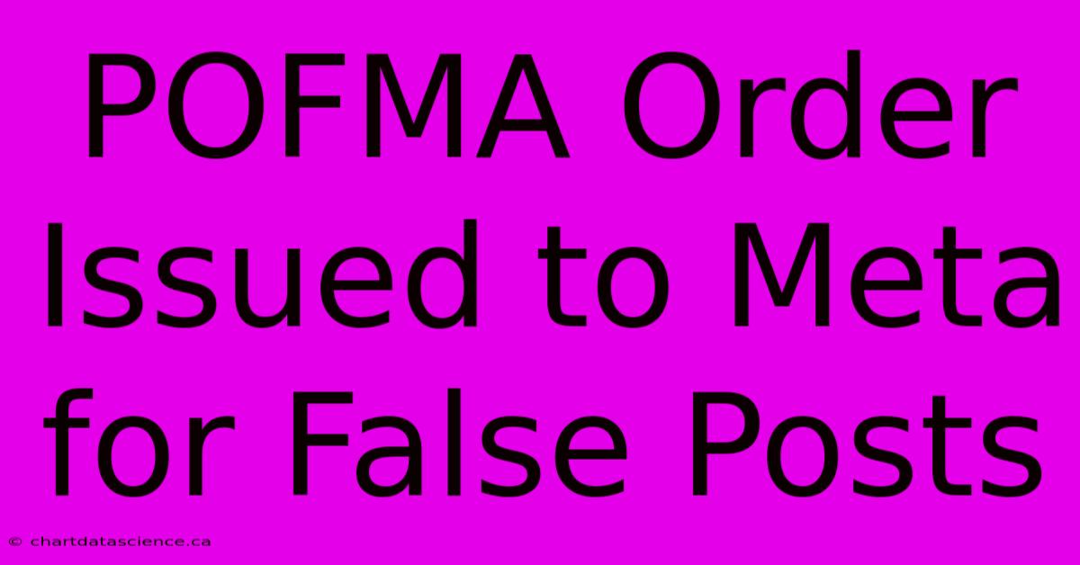 POFMA Order Issued To Meta For False Posts