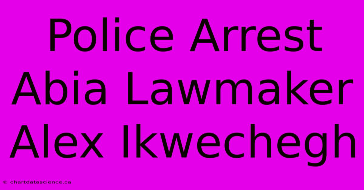 Police Arrest Abia Lawmaker Alex Ikwechegh