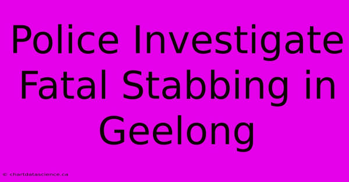 Police Investigate Fatal Stabbing In Geelong