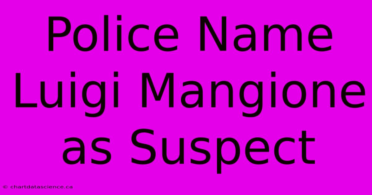 Police Name Luigi Mangione As Suspect