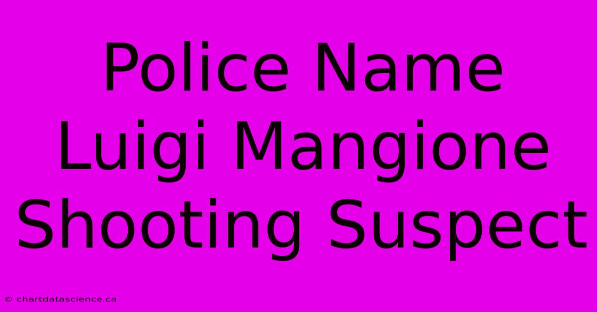 Police Name Luigi Mangione Shooting Suspect