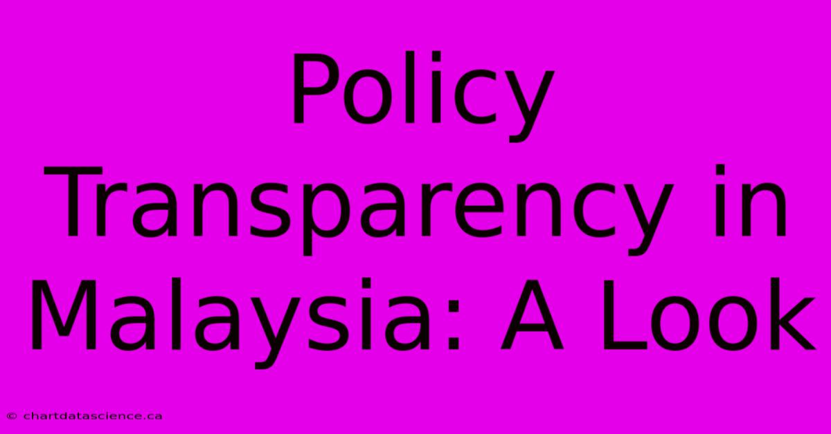 Policy Transparency In Malaysia: A Look