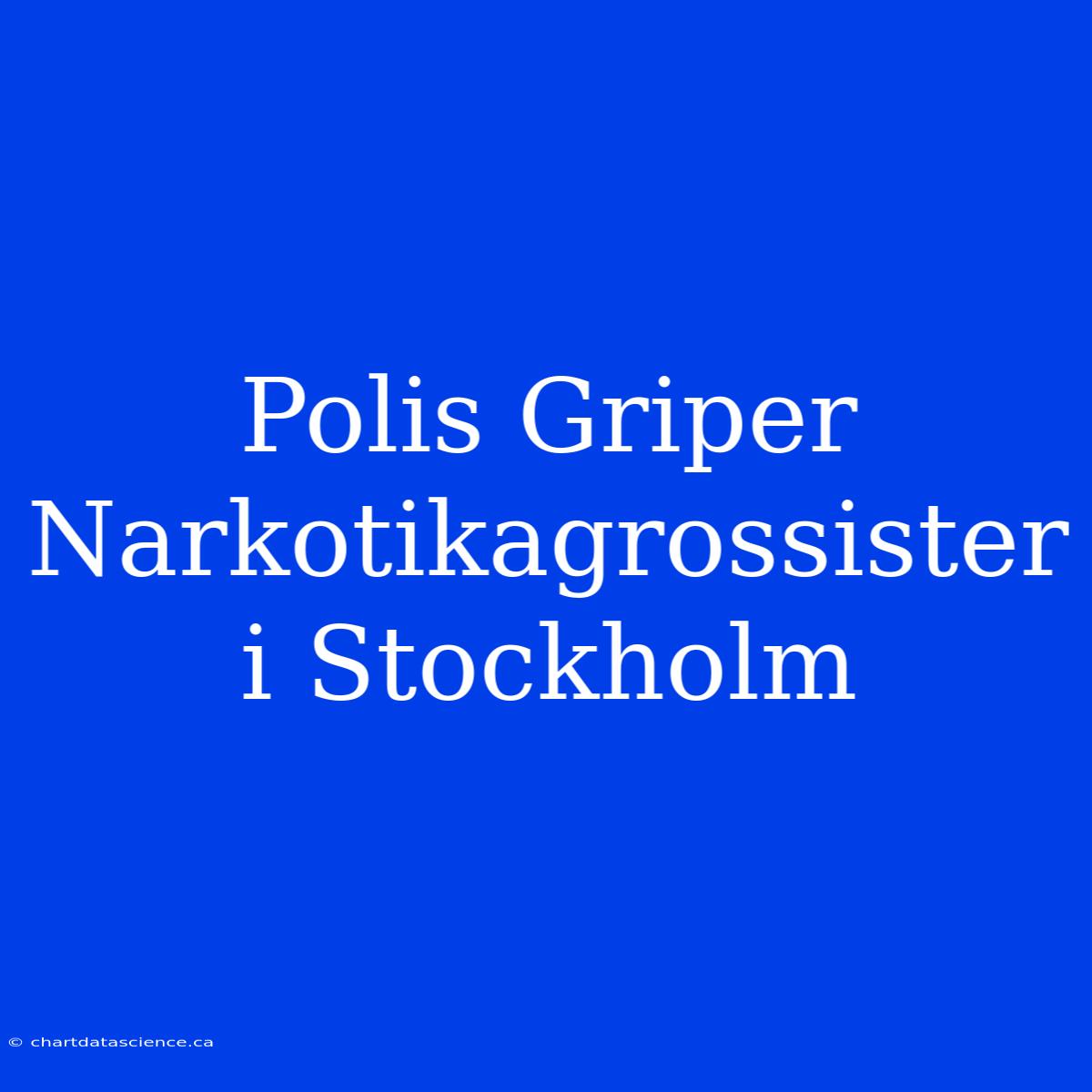 Polis Griper Narkotikagrossister I Stockholm