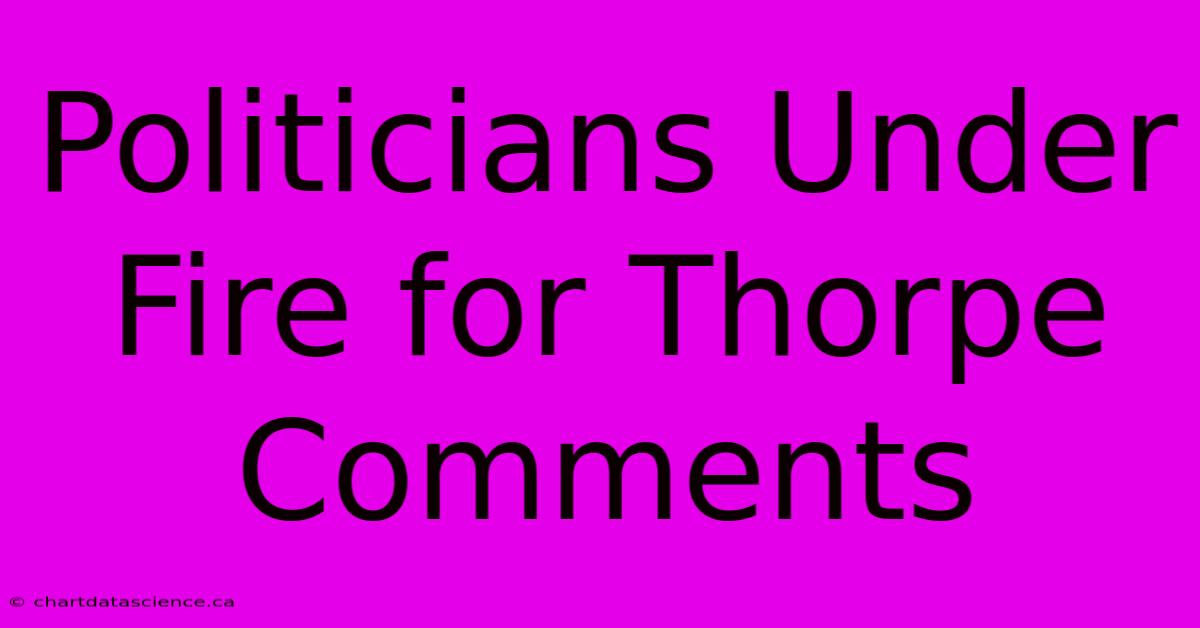 Politicians Under Fire For Thorpe Comments