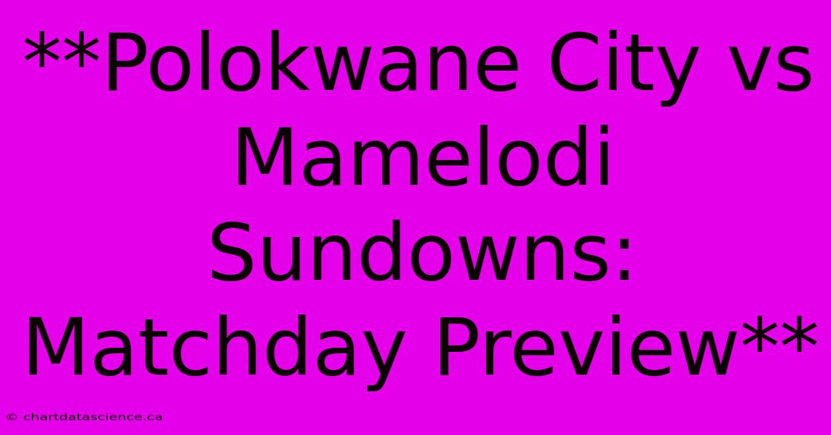 **Polokwane City Vs Mamelodi Sundowns:  Matchday Preview**