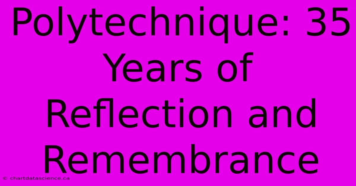 Polytechnique: 35 Years Of Reflection And Remembrance