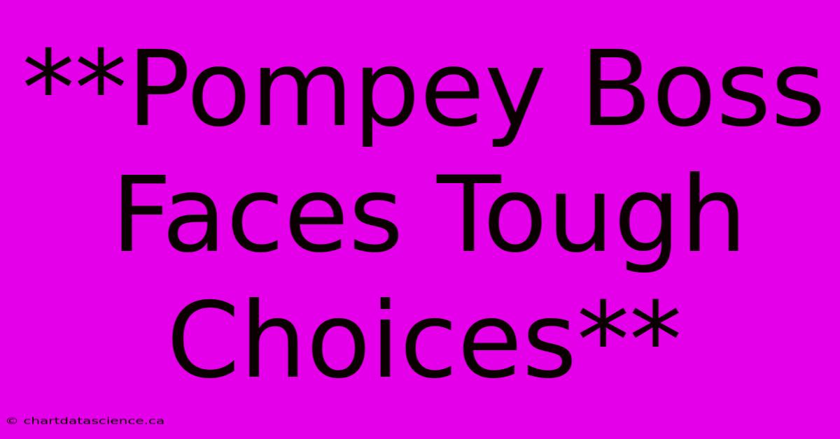 **Pompey Boss Faces Tough Choices**