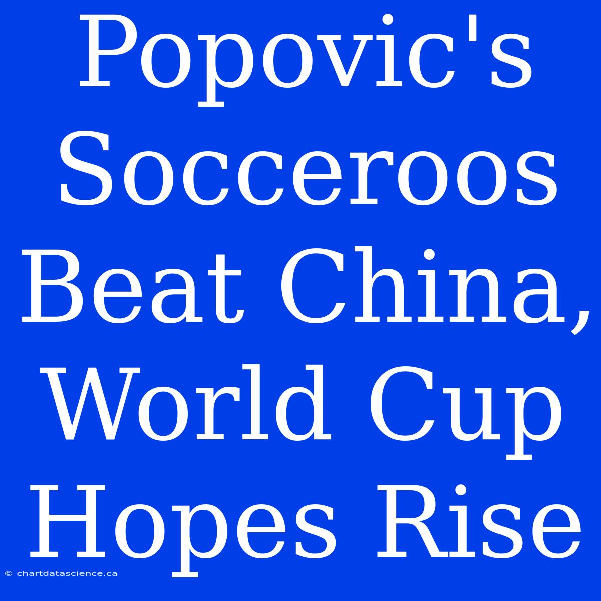 Popovic's Socceroos Beat China, World Cup Hopes Rise