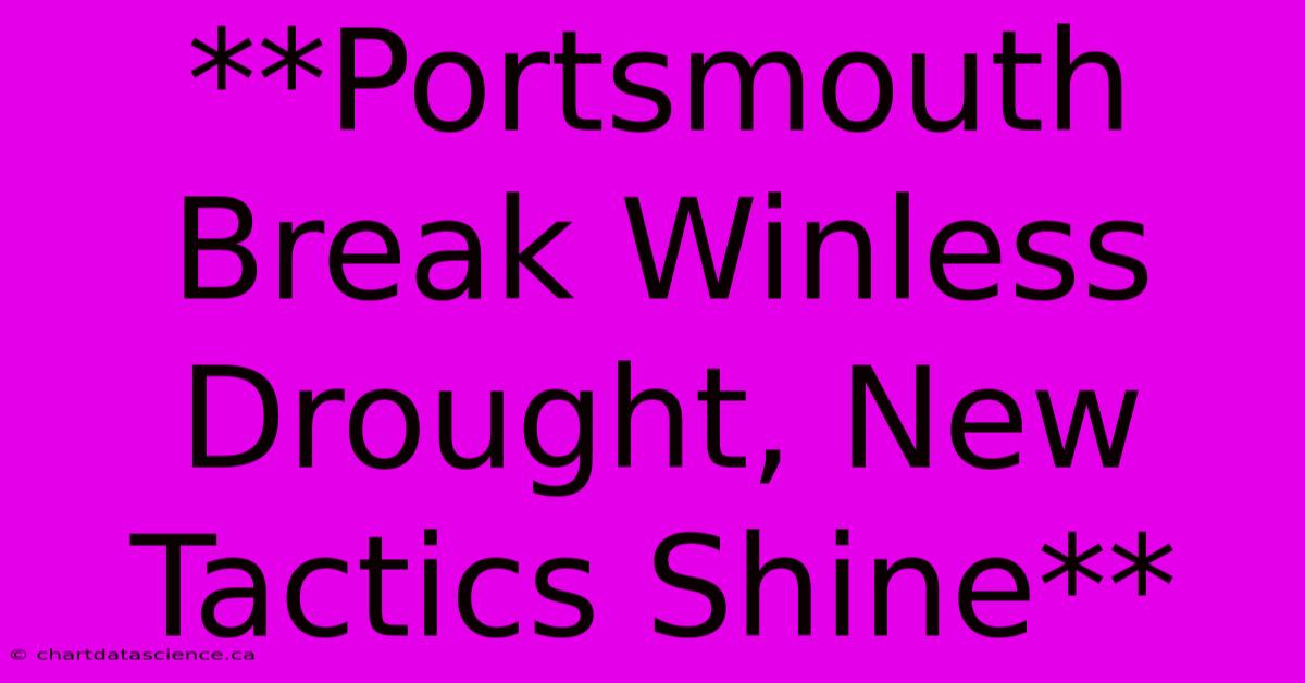 **Portsmouth Break Winless Drought, New Tactics Shine**