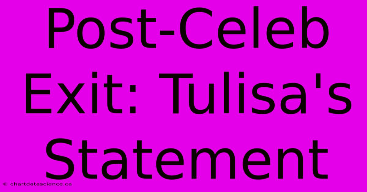 Post-Celeb Exit: Tulisa's Statement