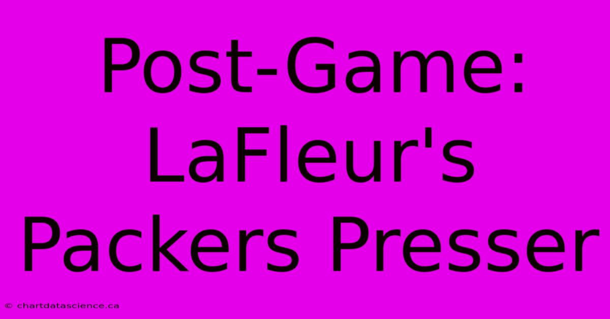 Post-Game: LaFleur's Packers Presser