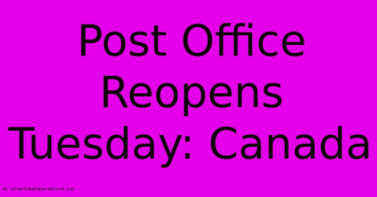 Post Office Reopens Tuesday: Canada