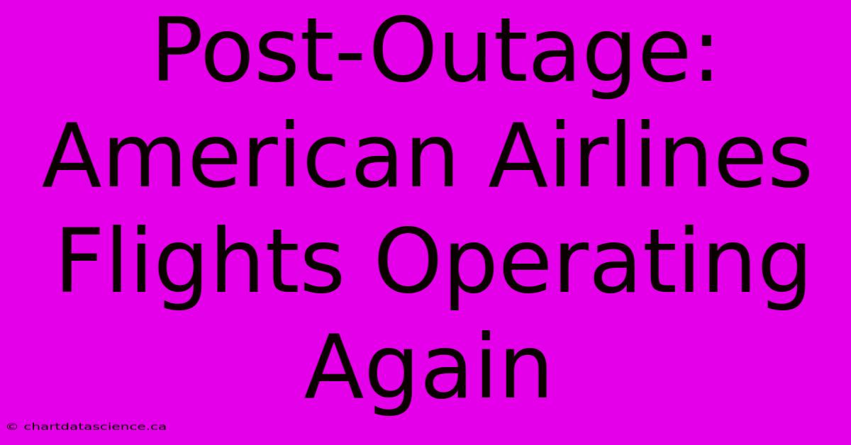 Post-Outage: American Airlines Flights Operating Again